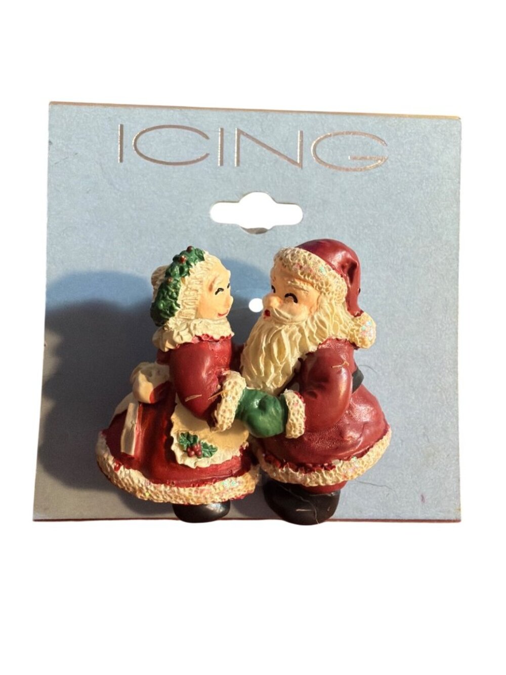 Icing Claires Mr Mrs Santa Claus Pin Brooch Resin 1.5" Christmas Jewelry New